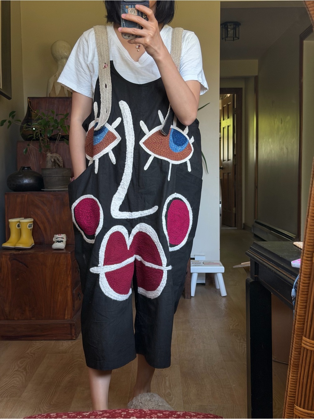 Handmade in Thailand one of a kind pants romper 100% cotton plant dyed